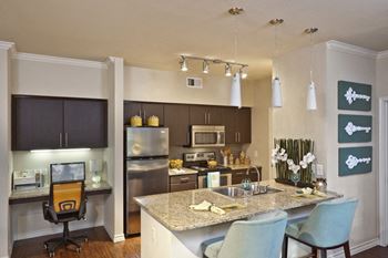 Granite countertops with stainless appliances